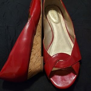 Kellie & Katie Red Patent Wedge Sandals